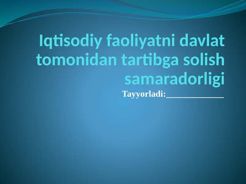 Iqtisodiy faoliyatni tartibga solish | Mikroiqtisodiyot