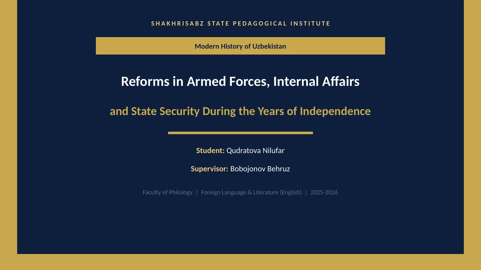 Modern History of Uzbekistan