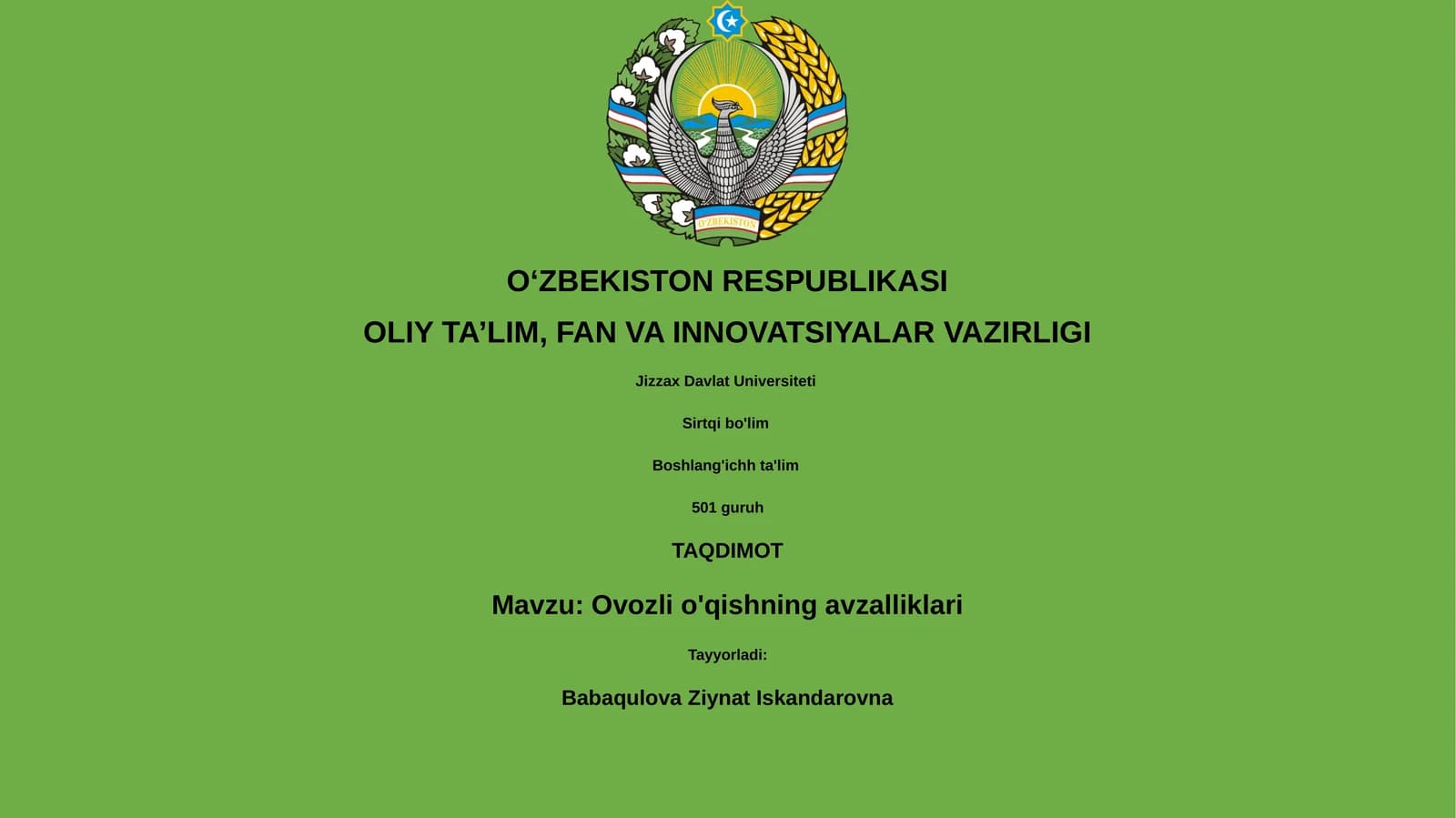 Ovozli o'qishning avzalliklari
