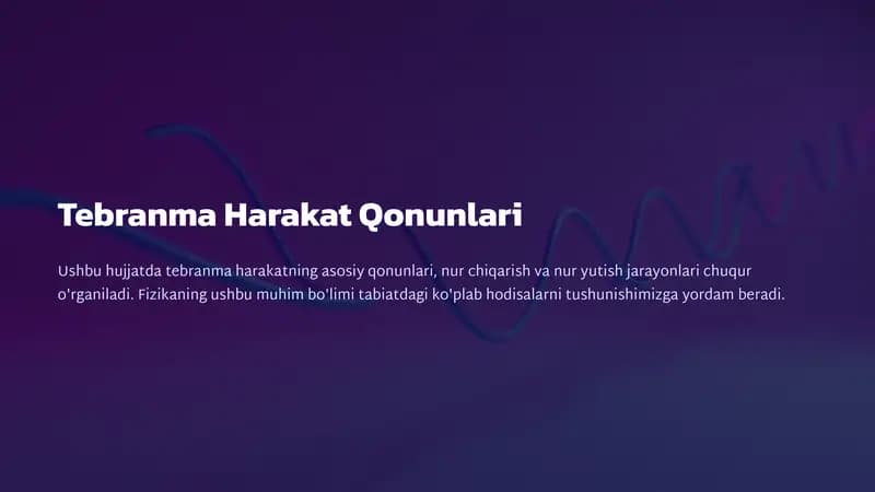 Tebranma Harakat Qonunlari
