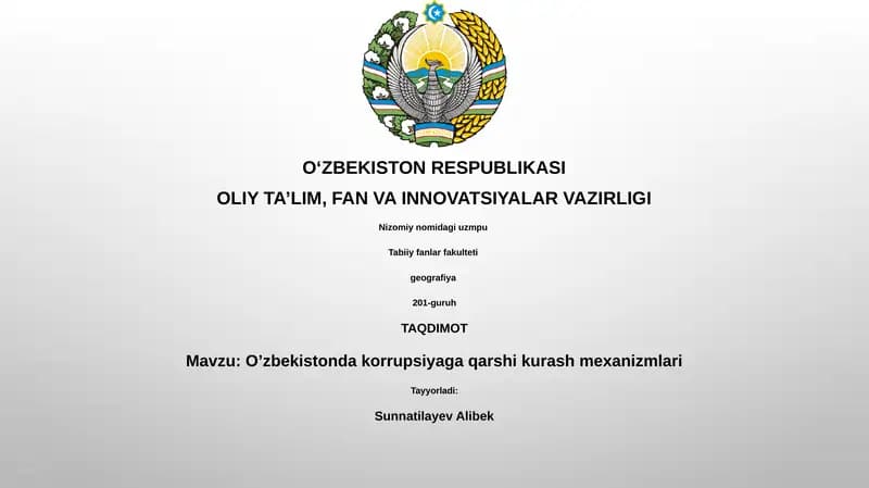 O’zbekistonda korrupsiyaga qarshi kurash mexanizmlari