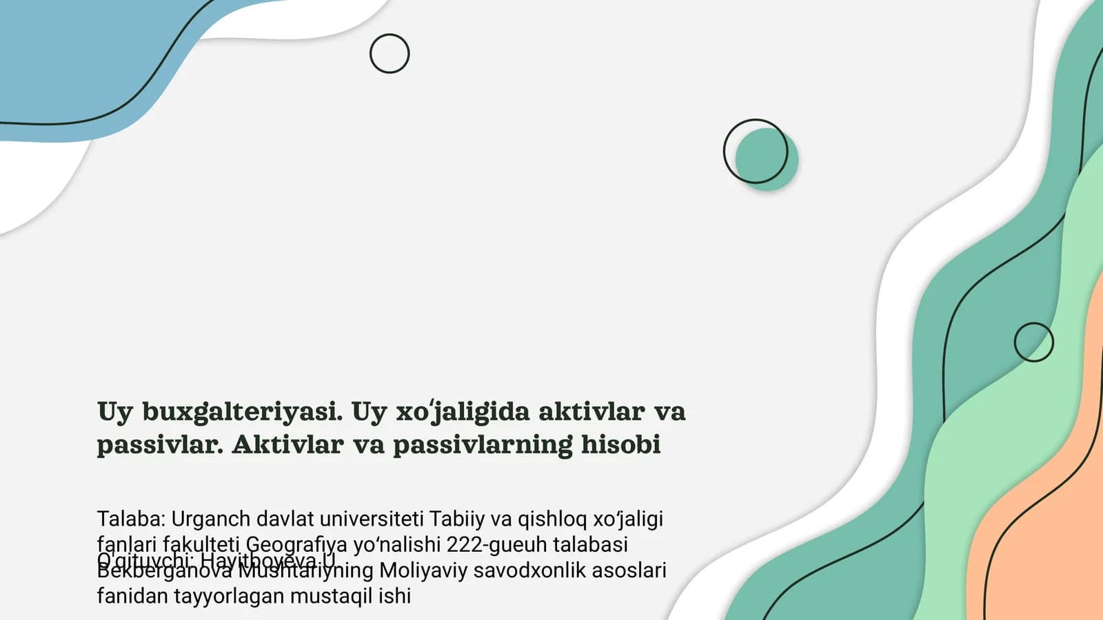 Moliyaviy savodxonlik asoslari fanidan