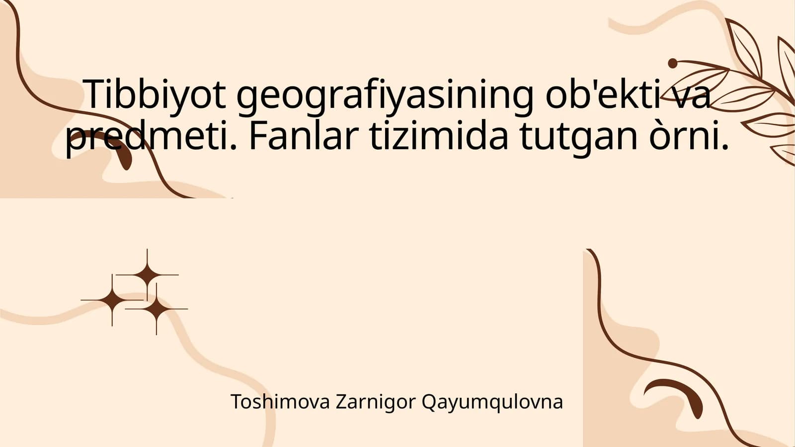 Tibbiyot geografiyasining ob'ekti va predmeti. Fanlar tizimida tutgan òrni