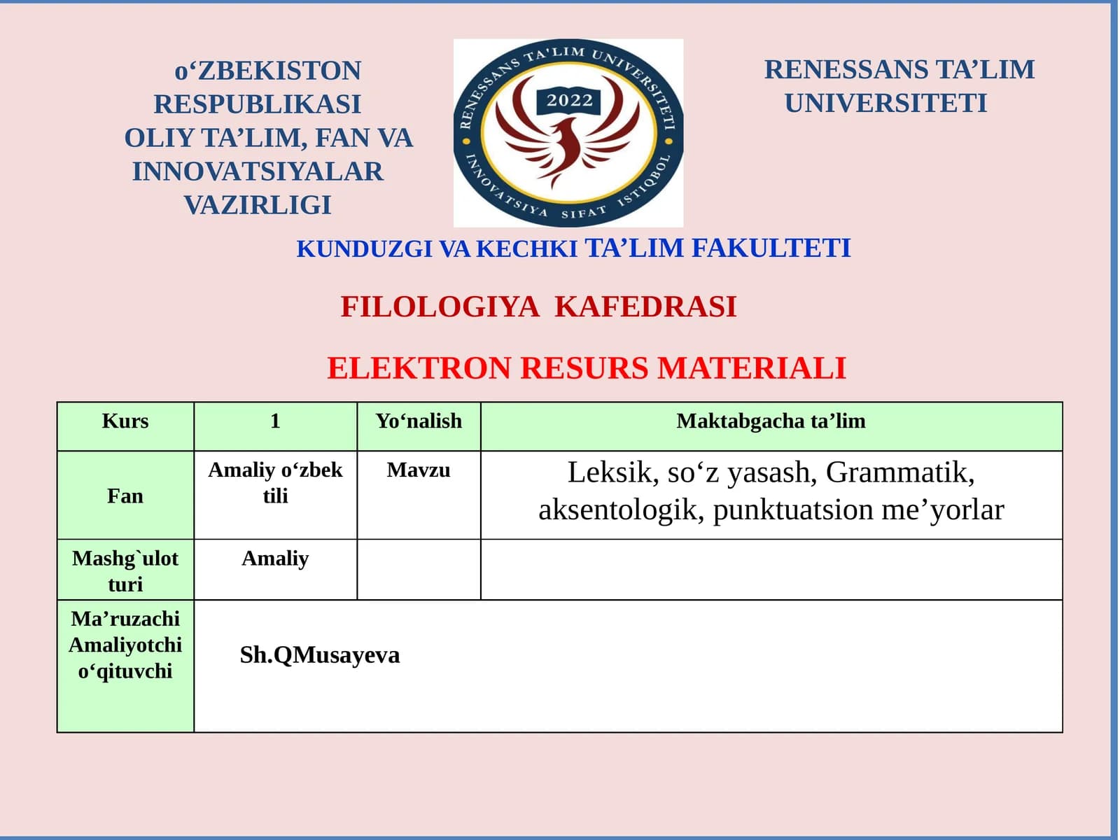 Amaliy o‘zbek tili