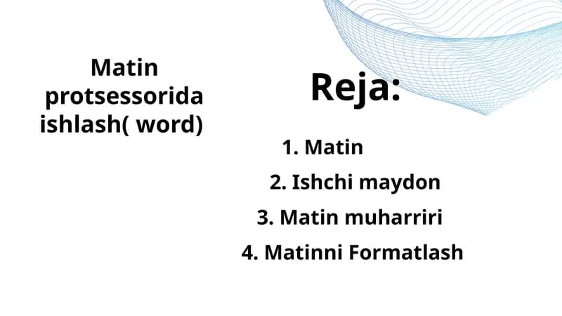 Matin protsessorida ishlash( word)