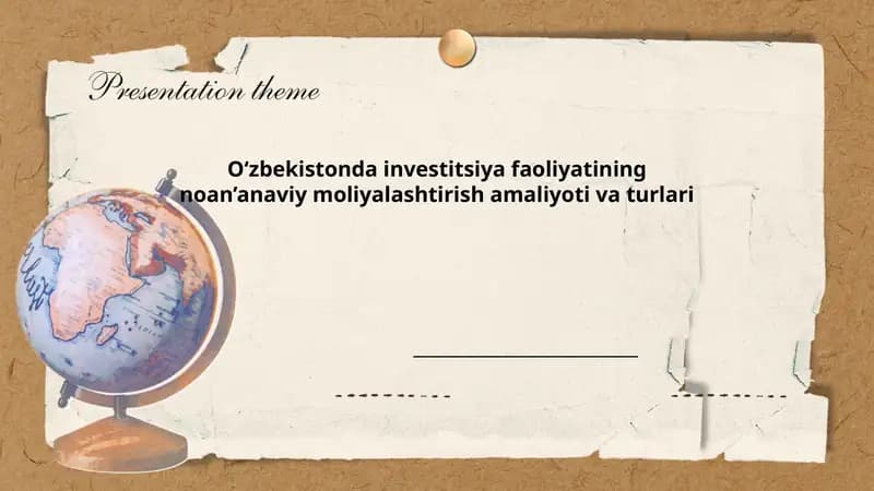 Oʻzbekistonda investitsiya faoliyatining noan’anaviy moliyalashtirish amaliyoti va turlari