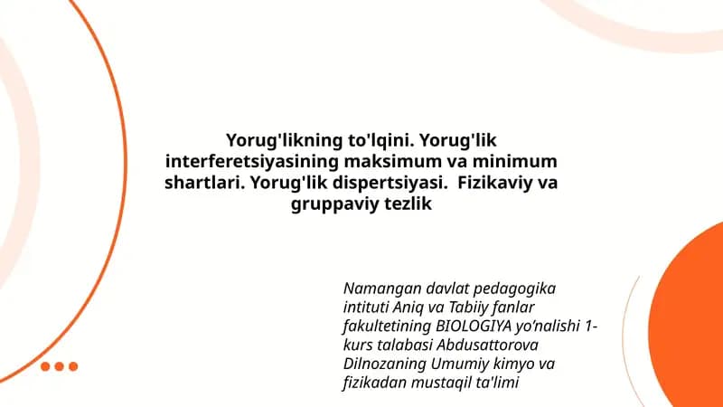 Umumiy Kimyo va Fizika