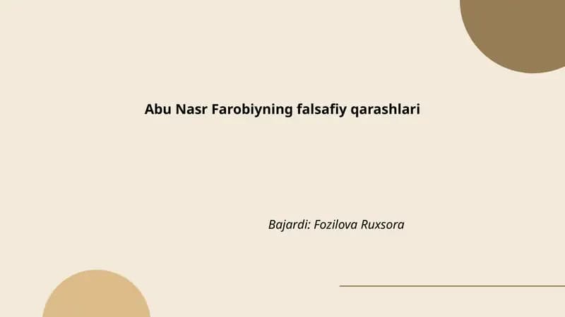 Abu Nasr Farobiyning falsafiy qarashlari