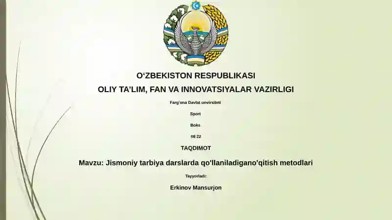 Jismoniy tarbiya darslarda qo'llaniladigan o'qitish metodlari