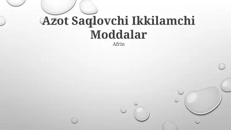 Azot Saqlovchi Ikkilamchi Moddalar