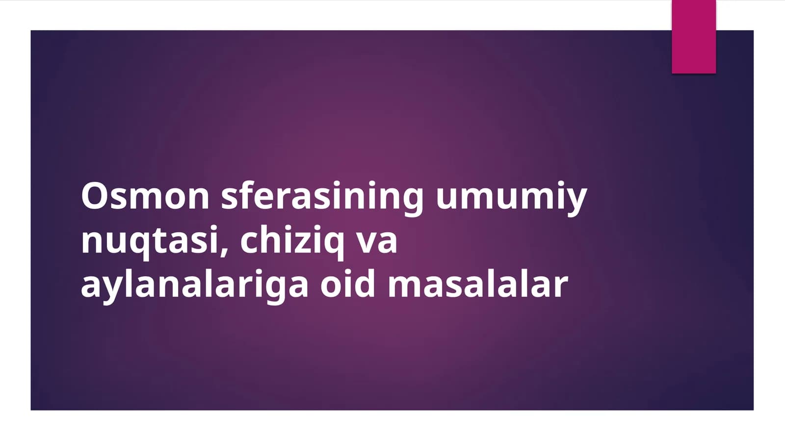 Osmon sferasining asosiy tushunchalari