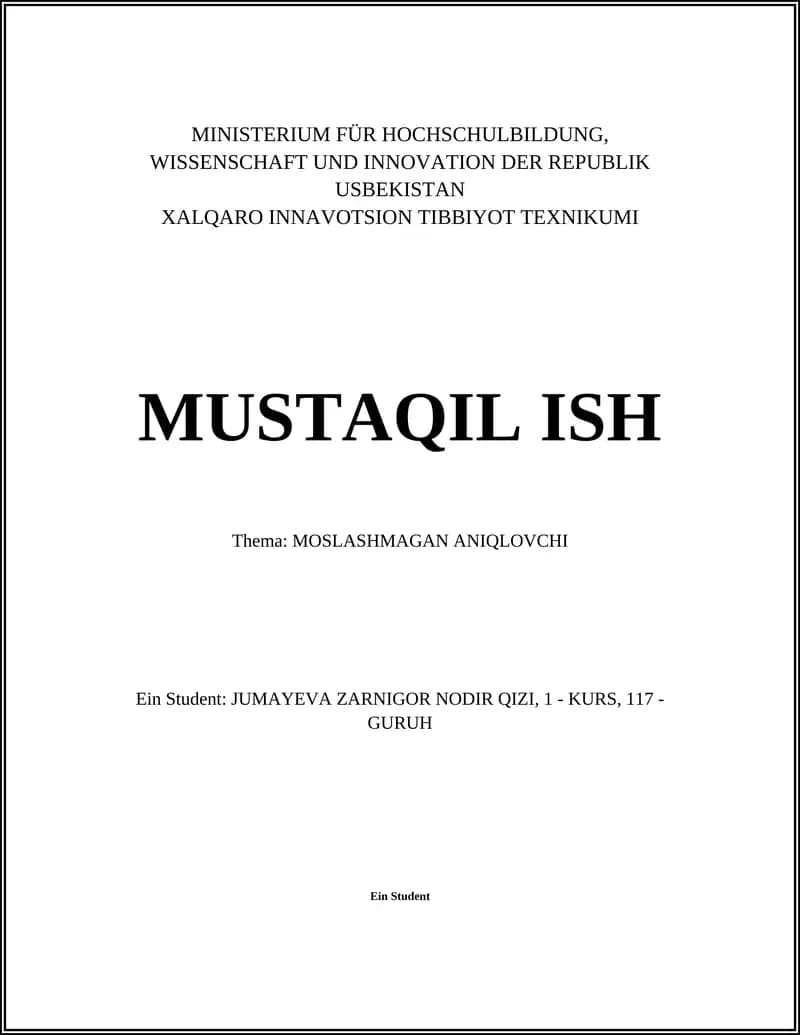 MOSLASHMAGAN ANIQLOVCHI