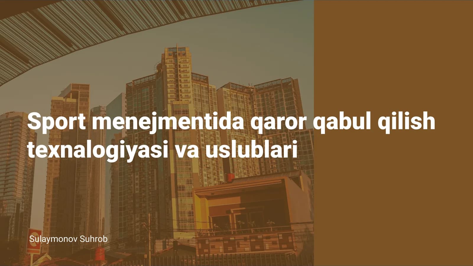 Sport menejmentida qaror qabul qilish texnalogiyasi va uslublari