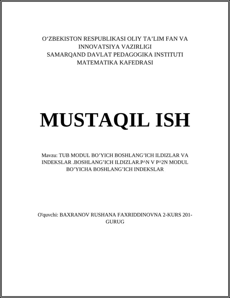 Boshlang‘ich Ildiz Ta’rifi va Misollar