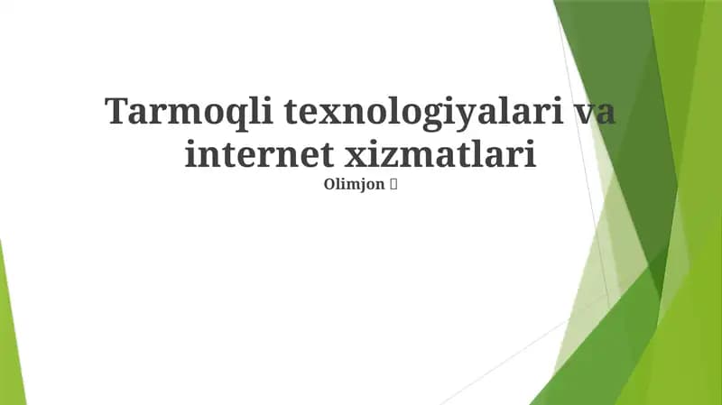 Bulut Texnologiyalari va Internet Xizmatlari