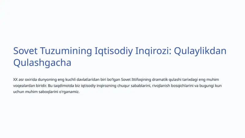 Sovet Tuzumining Iqtisodiy Inqirozi: Qulaylikdan Qulashgacha