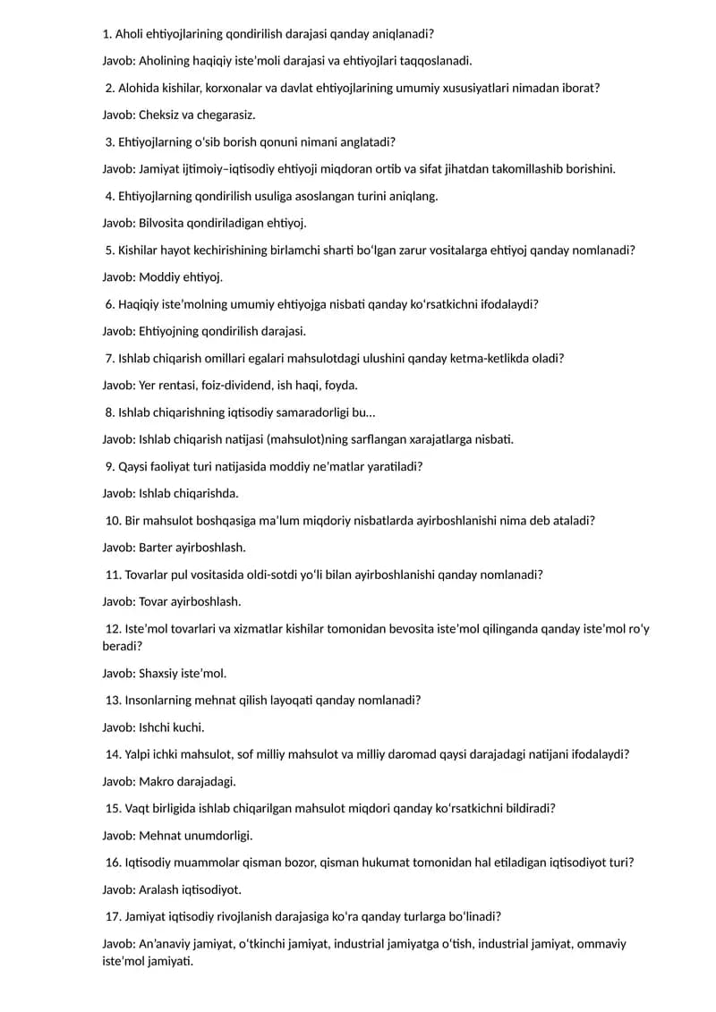 Ehtiyojlar va ularning qondirilishi