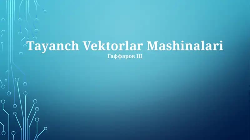 Tayanch Vektorlar Mashinalari