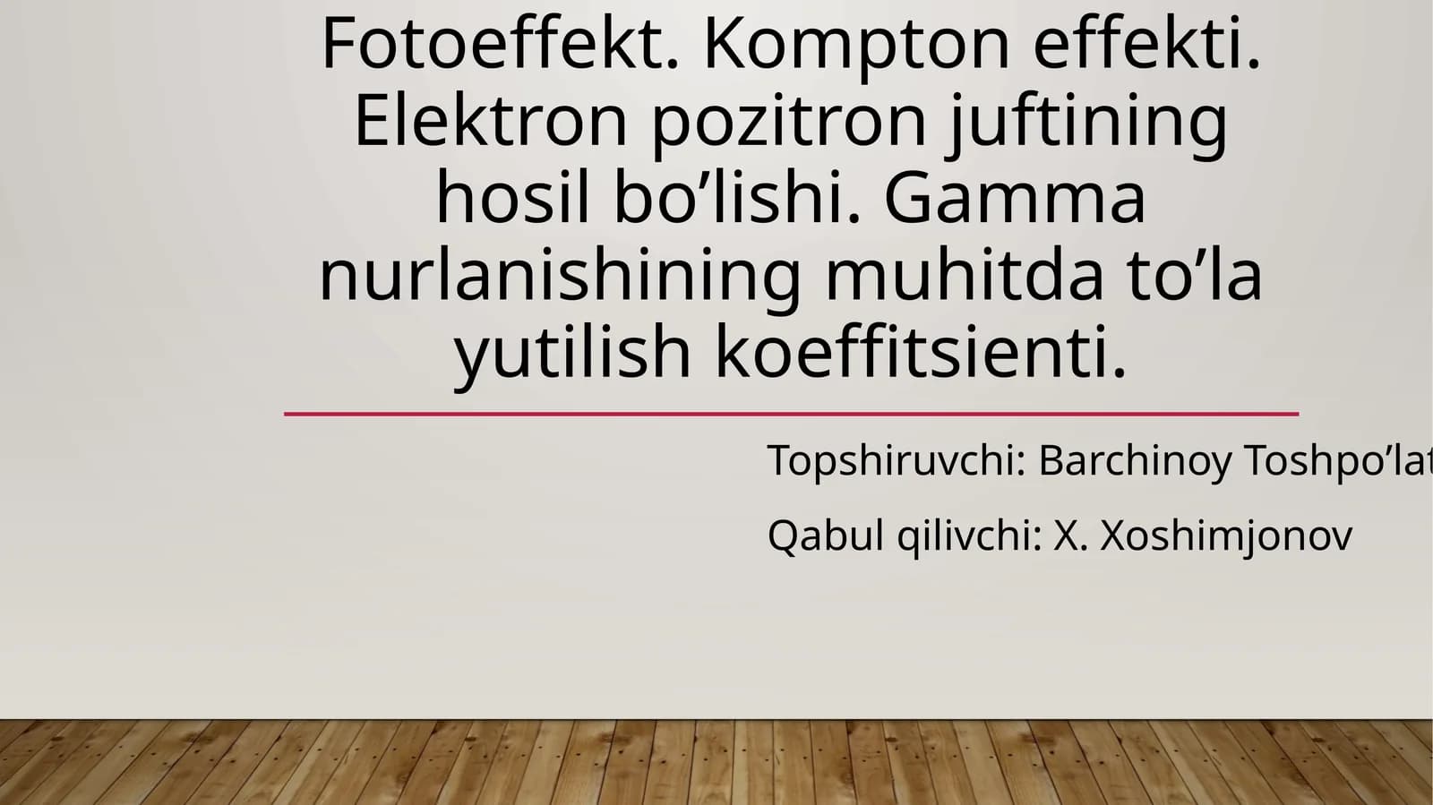 Fotoeffekt. Kompton effekti. Elektron pozitron juftining hosil bo’lishi. Gamma nurlanishining muhitda to’la yutilish koeffitsienti.