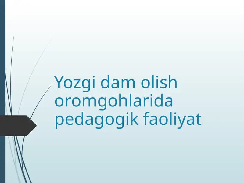 Yozgi dam olish oromgohlarida pedagogik faoliyat