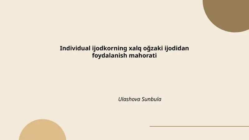 Xalq Og'zaki Ijodi