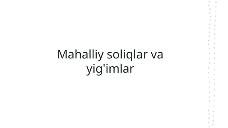 Mahalliy soliqlar va yig imlar