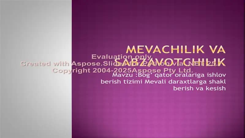 Mevachilik va Sabzavotchilik