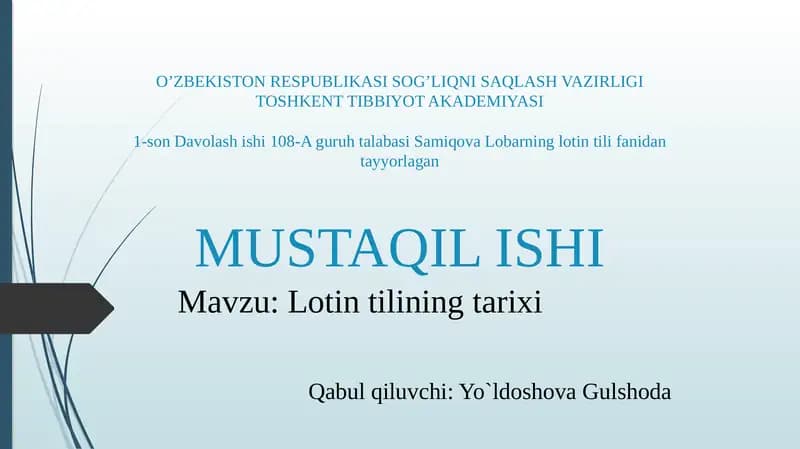 Lotin tilining tarixi