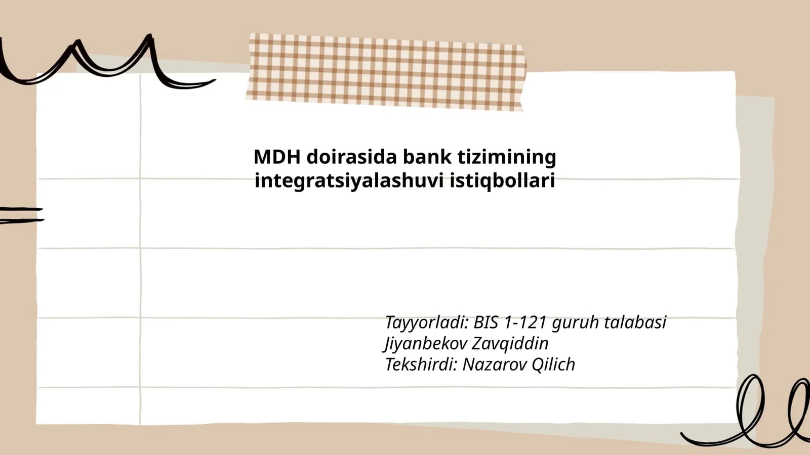 MDH doirasida bank tizimining integratsiyalashuvi istiqbollari