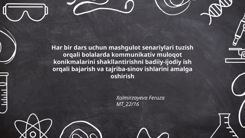 Har bir dars uchun mashgulot senariylari tuzish