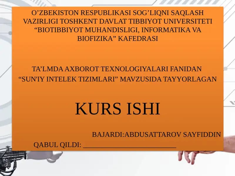 SUN'IY INTELEKTIZIMLARI KURS ISHI