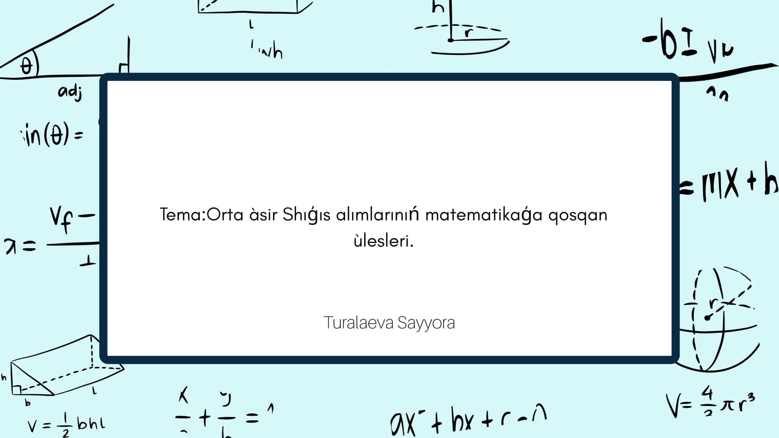 Orta àsir Shıģıs alımlarınıń matematikaģa qosqan ùlesleri