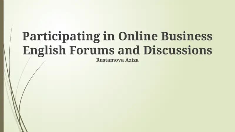 Participating in Online Business English Forums and Discussions