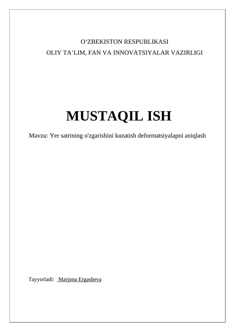 Yer satrining o'zgarishini kuzatish deformatsiyalapni aniqlash
