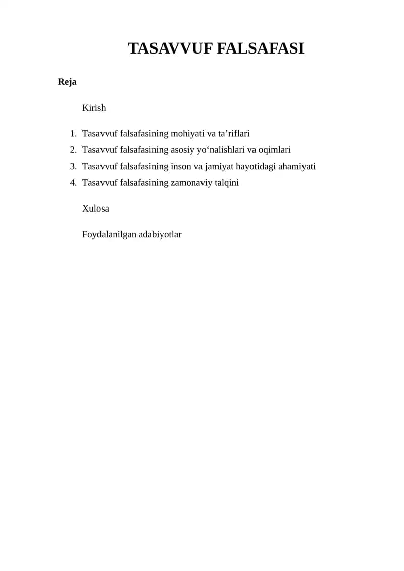 TASAVVUF FALSAFASI