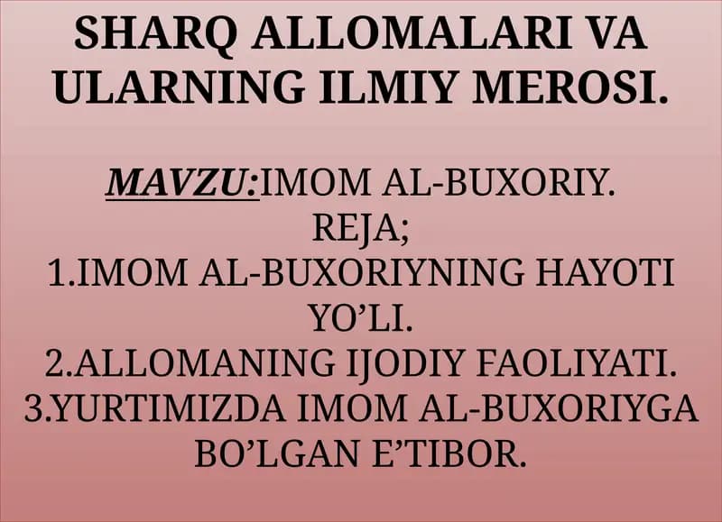 Sharq Allomalari va Ularning Ilmiy Merosi