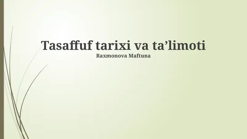 Tasaffuf tarixi va taʼlimoti