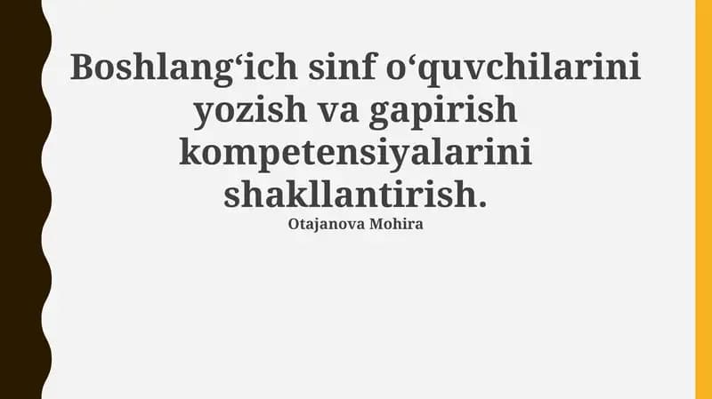 Yozuv va Nutq Ko'nikmalari
