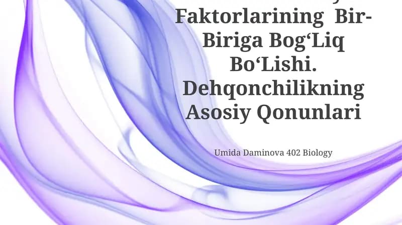 O’Simliklar Hayot Faktorlarining Bir-Biriga BogʻLiq BoʻLishi