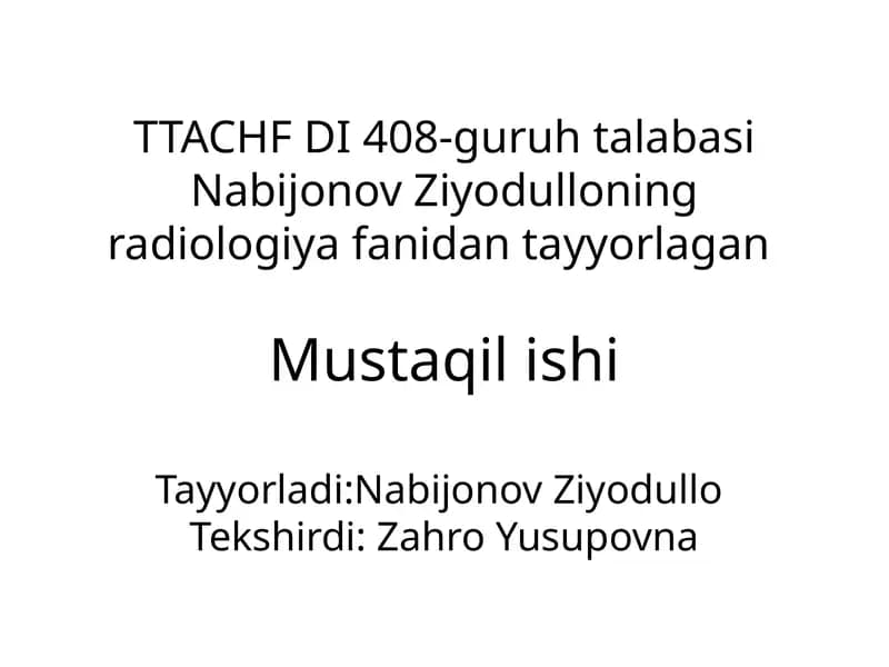 Buyrak va siydik yo'llarini nurli tekshirish usullari