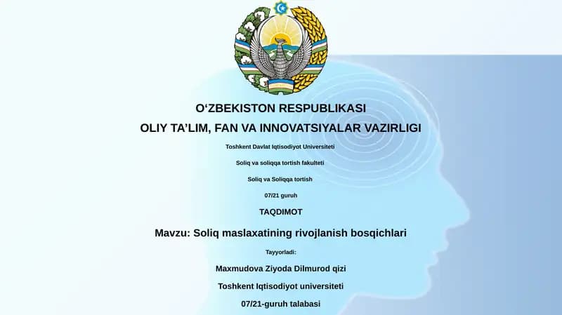 Soliq maslaxatining rivojlanish bosqichlari