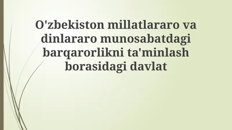O'zbekiston millatlararo va dinlararo munosabatlar