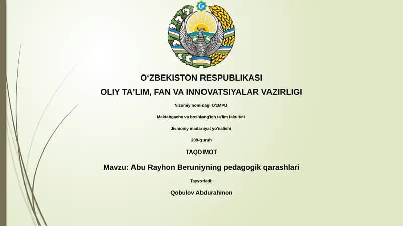 Abu Rayhon Beruniyning pedagogik qarashlari
