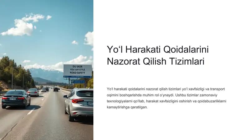 Yo‘l Harakati Qoidalarini Nazorat Qilish Tizimlari