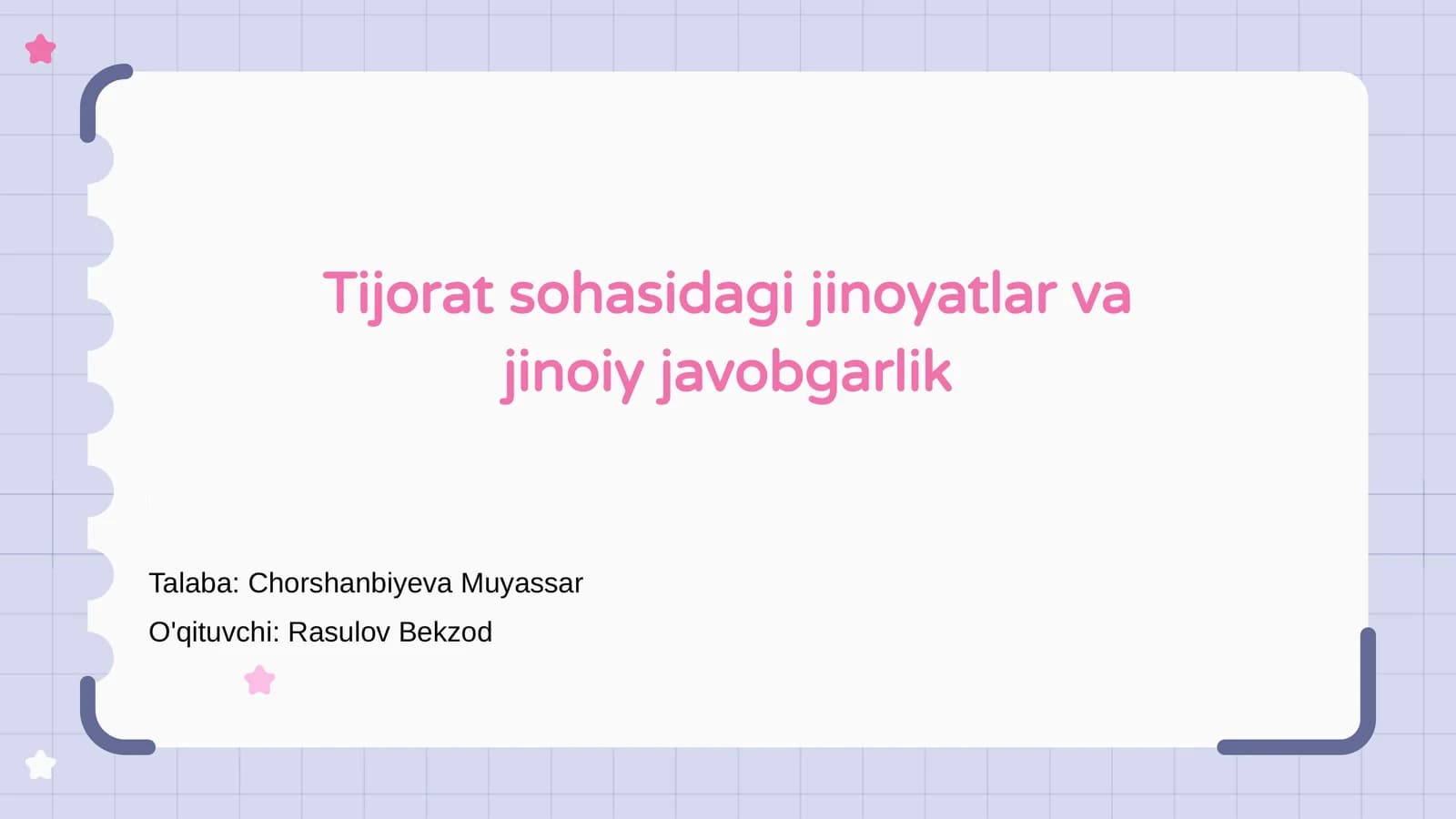 Tijorat sohasidagi jinoyatlar va jinoiy javobgarlik