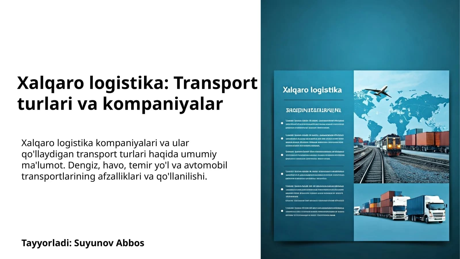 Dengiz transporti: konteyner kemalari va portlar
