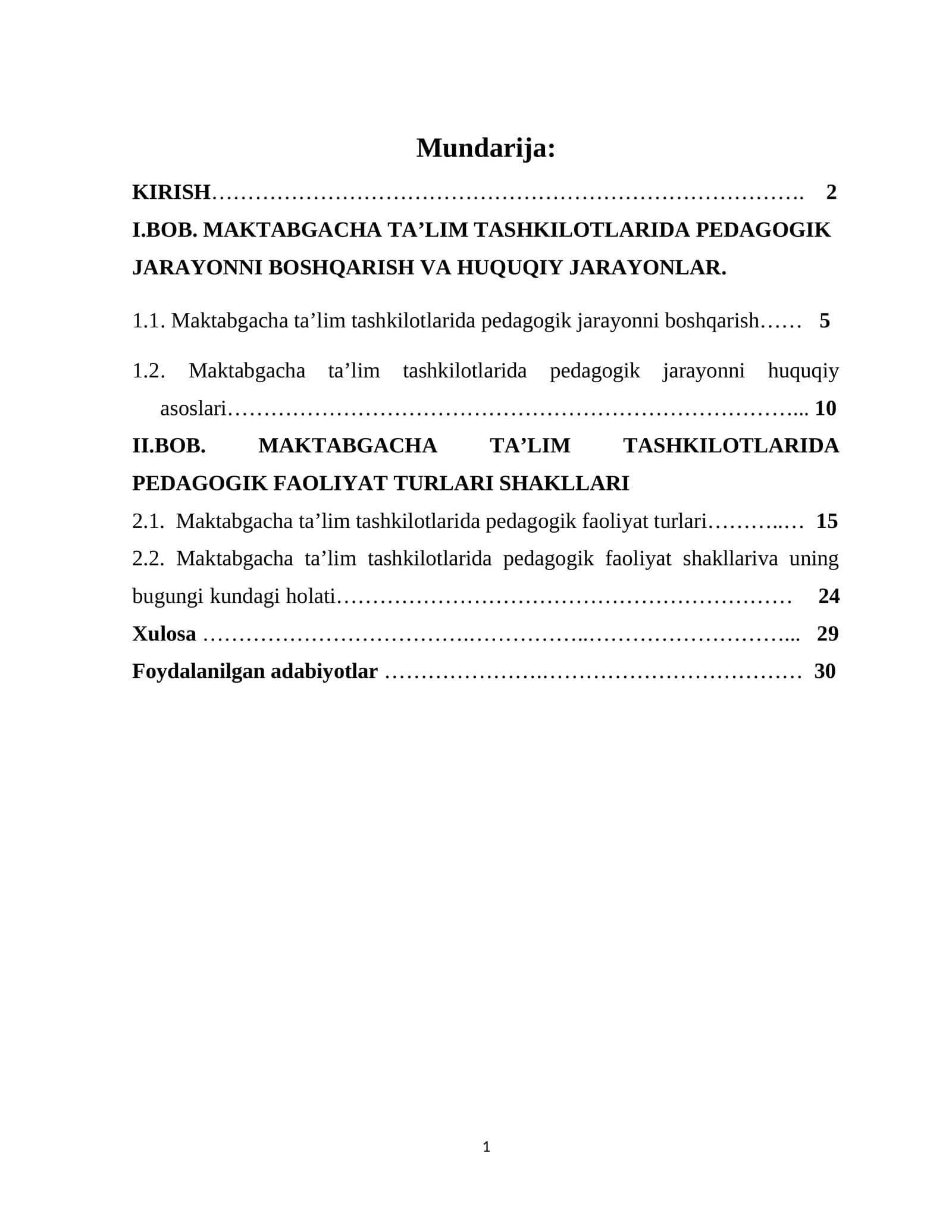 Maktabgacha Ta’lim Tashkilotlarida Pedagogik Jarayonni Boshqarish