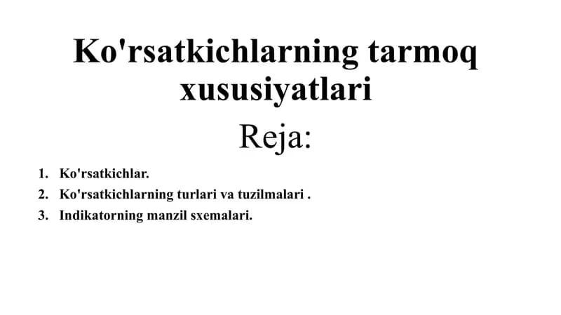Ko'rsatkichlar
