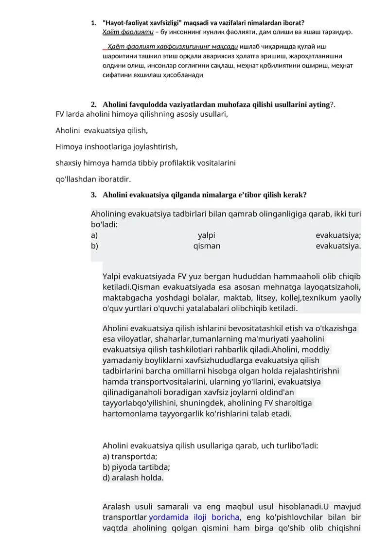 Hayot-faoliyat xavfsizligi