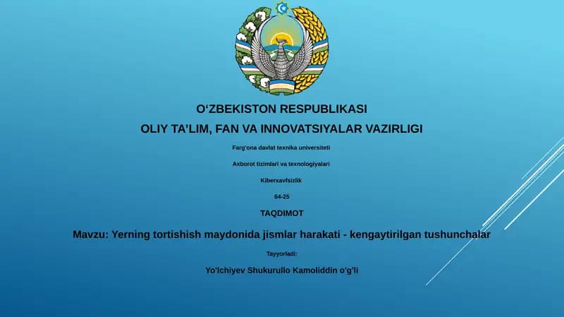 Yerning tortishish maydonida jismlar harakati - kengaytirilgan tushunchalar